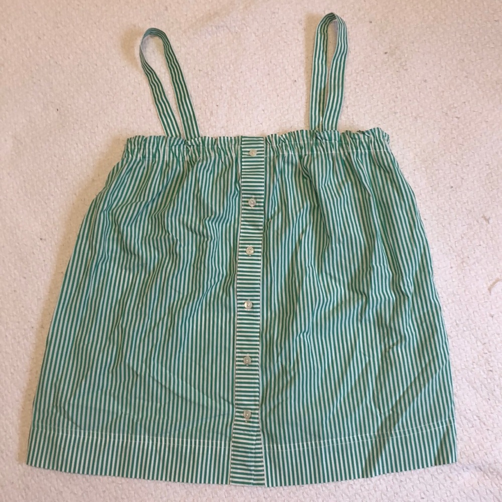 J. Crew green and white striped top.
